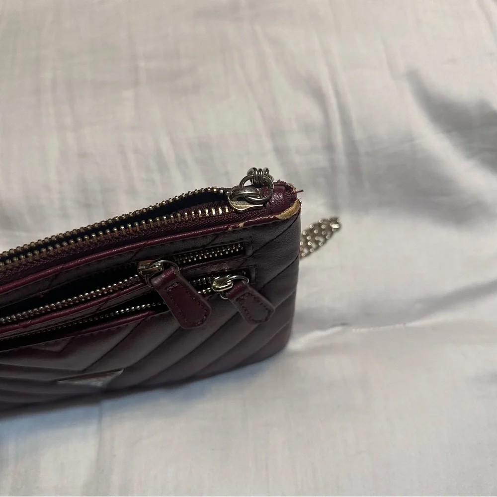 Maroon Guess Wristlet - 3 pocket